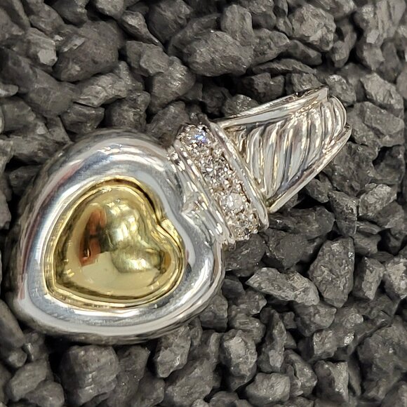 David Yurman .925 & 18kt Heart Enhancer Pendant With Diamonds - Picture 1 of 5